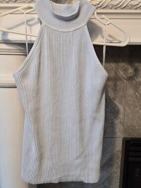 GUESS  Mock Neck Sleeveless Sweater Women's L Baby blue Pullover Style